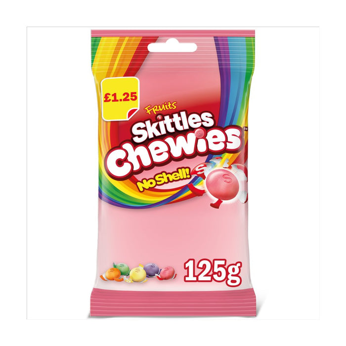 Skittles Chewies Vegan Sweets Fruit Flavoured Treat Bag 125g (Box of 12)