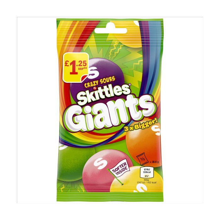 Skittles Giants Crazy Sour Treat Bag 116g (Box of 14)