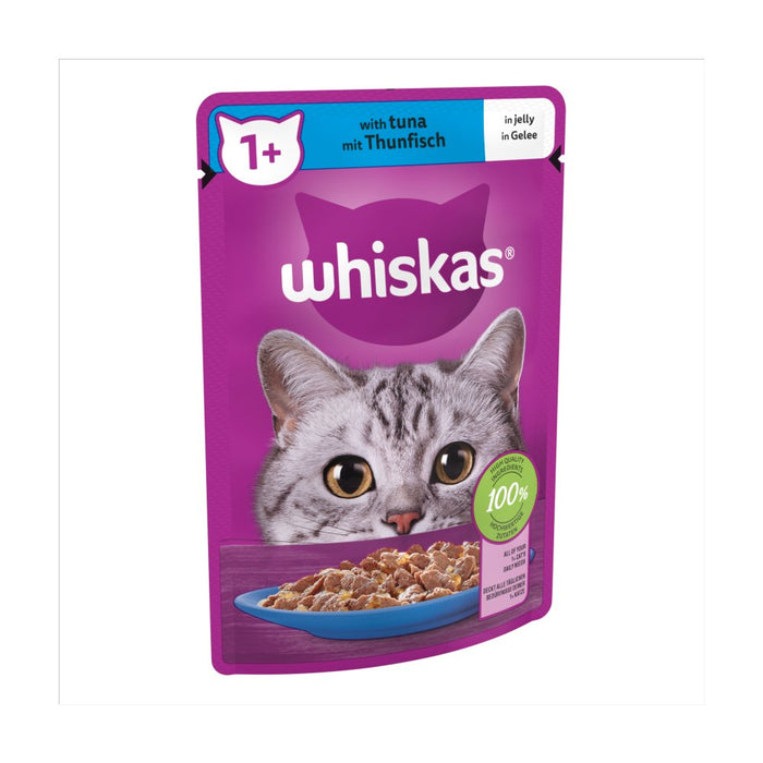 Whiskas Adult Wet Cat Food Pouches Tuna in Jelly 85g (Box of 28)