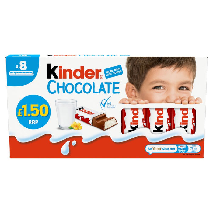Kinder Chocolate 8 Bars x 12.5g (Box of 10)