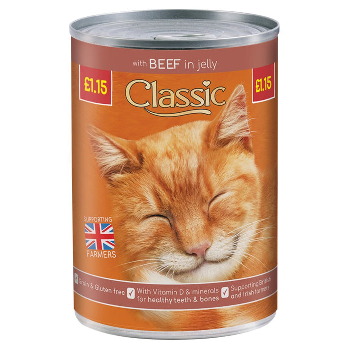 Classic Beef in Jelly Cat Food Tin, 400g (Case of 12)