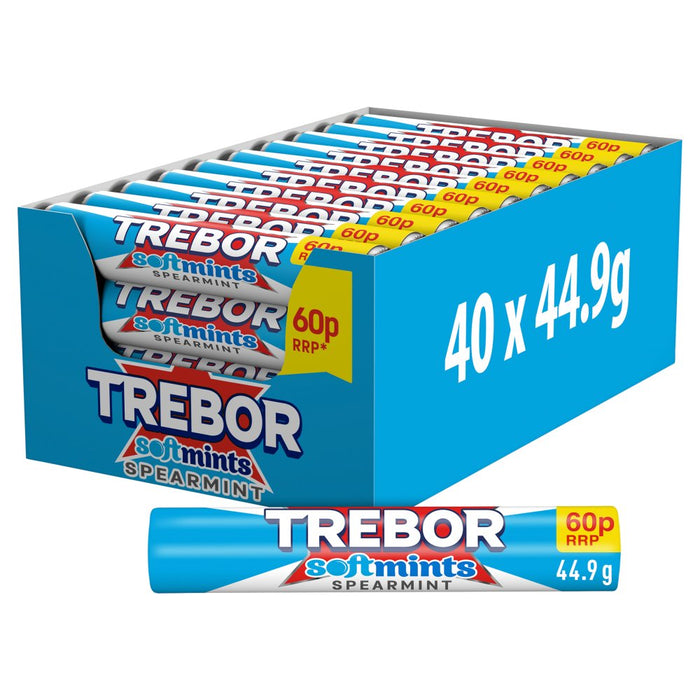 Trebor Softmints Spearmint Mints Roll, 44.9g (Box of 40)