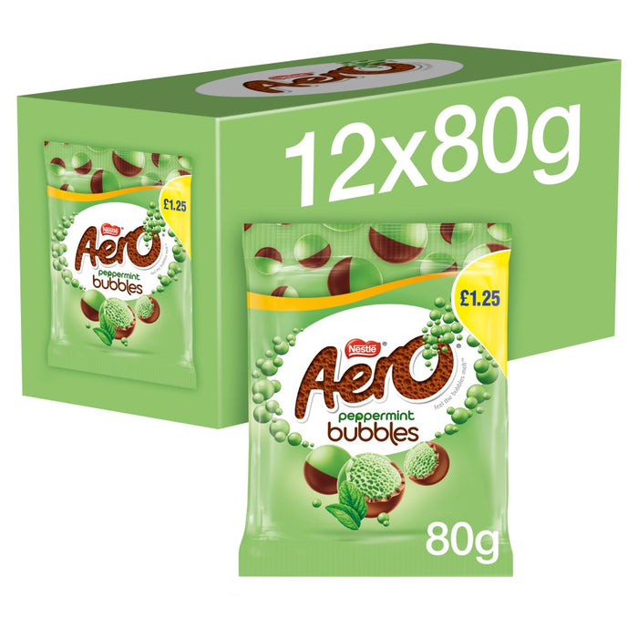 Aero Bubbles Peppermint Mint Chocolate Bag PMP 80g (Case of 12)