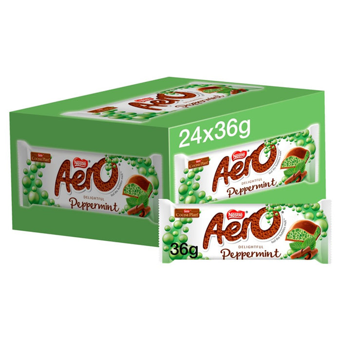Aero Bubbly Peppermint Mint Chocolate Bar 36g (Case of 24)
