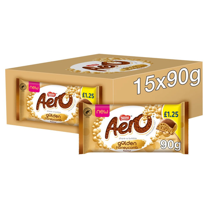 Aero Golden Honeycomb Chocolate Sharing Bar 90g (Case of 15)