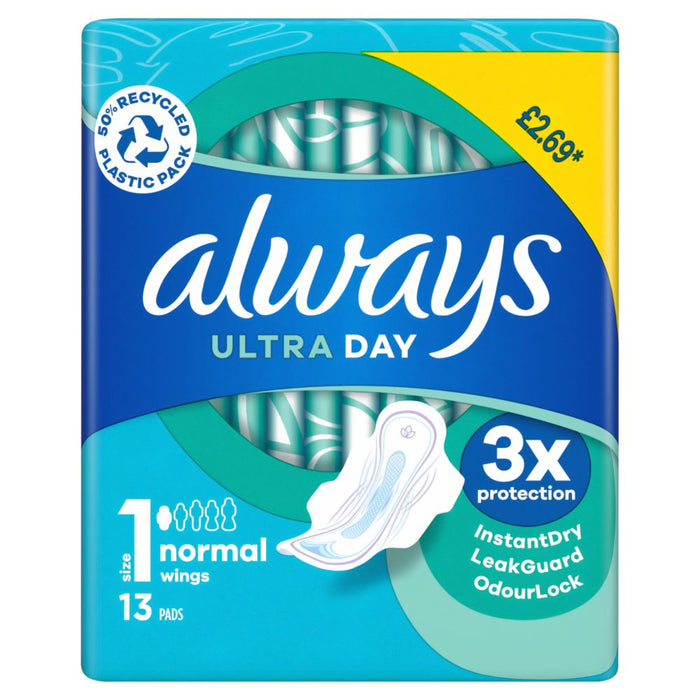 Always Ultra Pads Normal  Wings (Size 1) 52 Dry Towels (13 x 4 Packs)