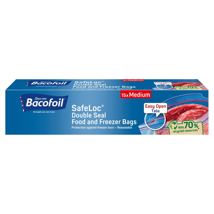 Bacofoil SafeLoc Double-Seal Food and Freezer Bags 15 Medium