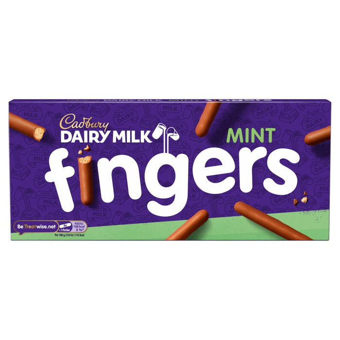 Cadbury Dairy Milk Mint Fingers Chocolate Biscuits 114g (Case of 20)