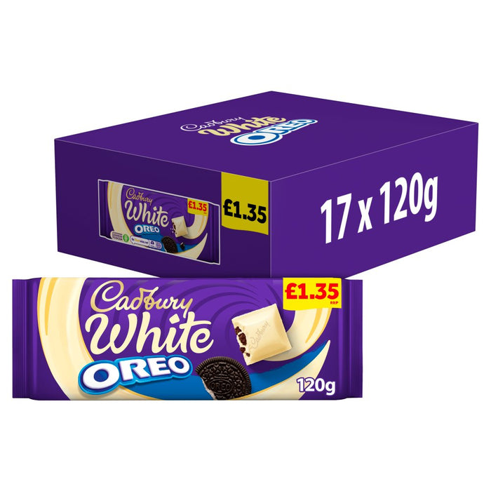 Cadbury White Oreo Chocolate Bar PMP 120g (Case of 17)