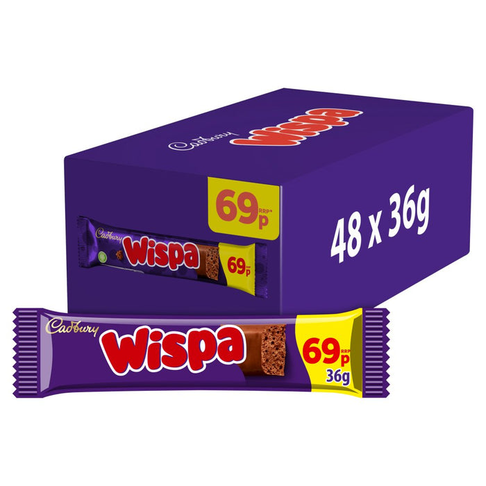 Cadbury Wispa Chocolate Bar, 36g (Case of 48)