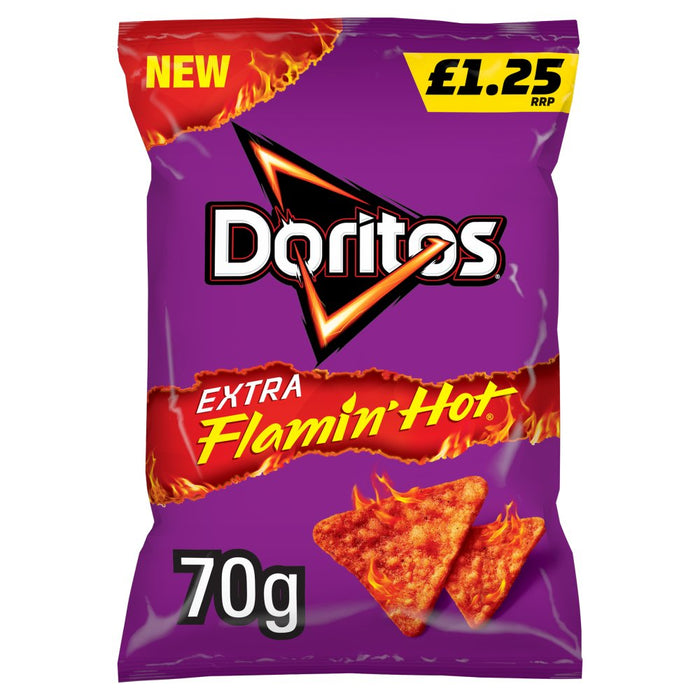 Doritos Extra Flamin' Hot Sharing Bag Crisps 70g (Box of 15)