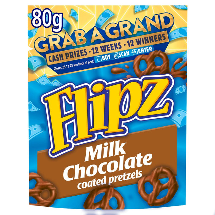 Flipz Milk Chocolate Coated Pretzels 80g (Box of 12)