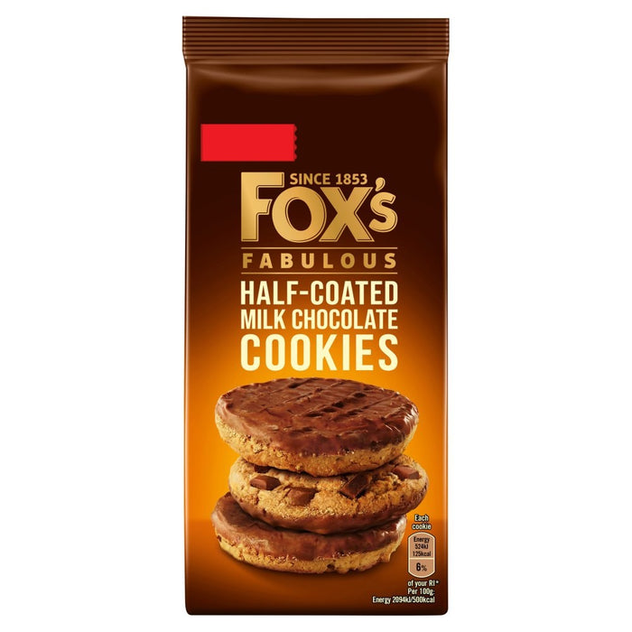 Fox's Fabulous Half-Coated Milk Chocolate Cookies PMP 175g (Box of 8)
