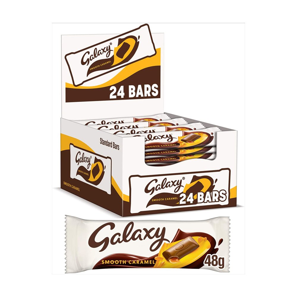 Galaxy Twin Caramel Chocolate Bar - 48g - Pack of 12 (48g x 12 Bars)
