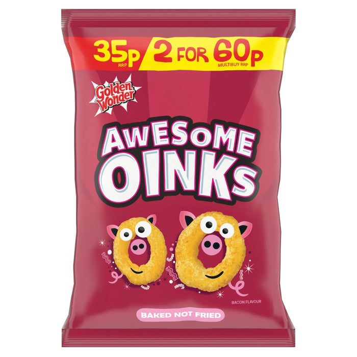 Golden Wonder Awesome Oinks Bacon Flavour 22g (Box of 36)