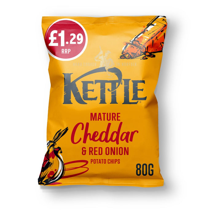 Kettle Chips Mature Cheddar & Red Onion Chips PMP 80g (Box of 12)