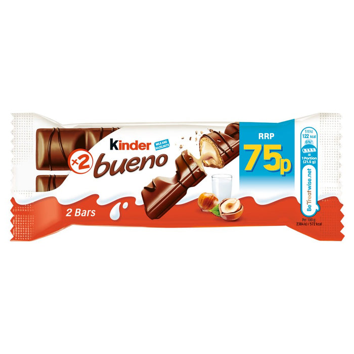 Kinder Bueno Chocolate Milk Chocolate and Hazelnuts PMP 43g (Box of 30)