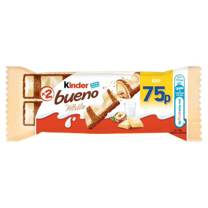 Kinder Bueno White Milk and Hazelnuts Single Bars PMP 39g (Box of 30)