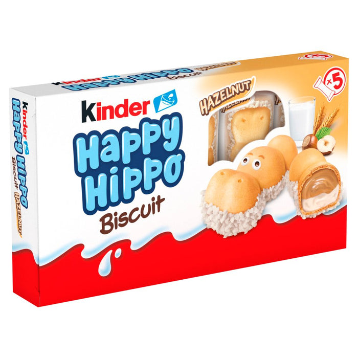 Kinder Happy Hippo Milk Chocolate and Hazelnut Biscuits Multipack 5 x 20.7g  (Case of 10)