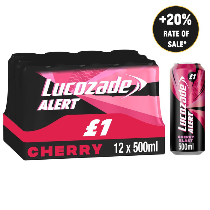 Lucozade Alert Cherry Blast Energy Drink PMP 500ml (Case of 12)