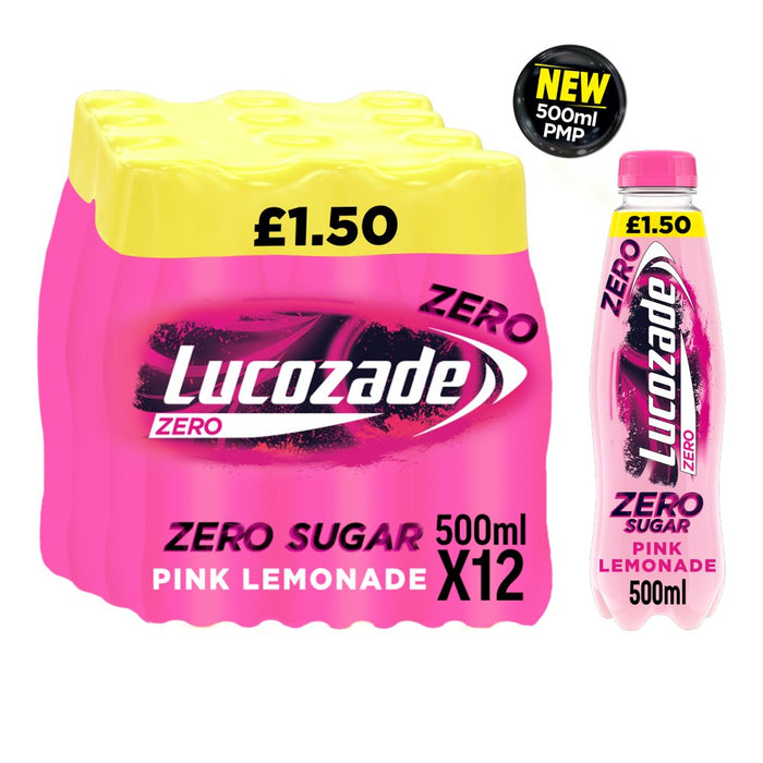 Lucozade Zero Pink Lemonade PMP 500ml (Case of 12)