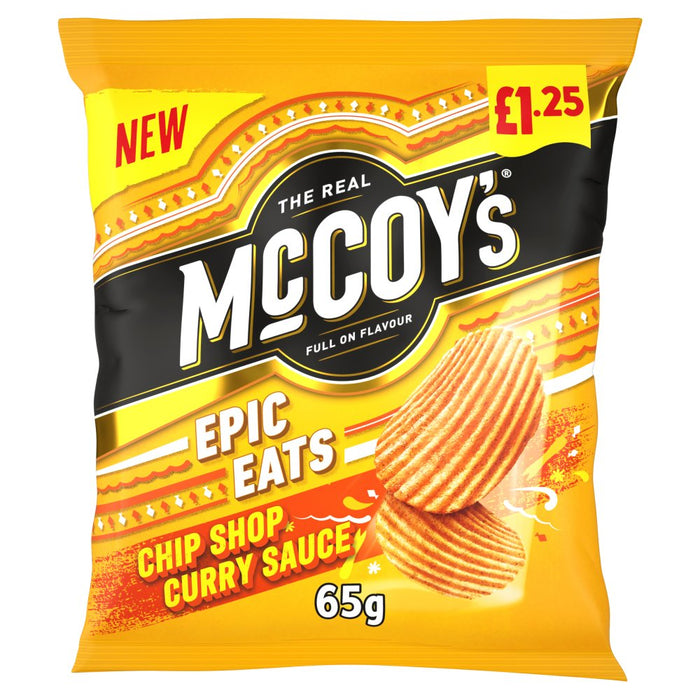 McCoy's Epic Eats Chip Shop Curry Sauce Sharing Crisps PMP 65g (Box of 20)