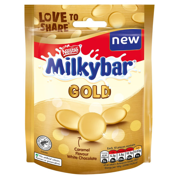 Milkybar Buttons Gold Caramel White Chocolate Sharing Bag 86g  (Box of 11)
