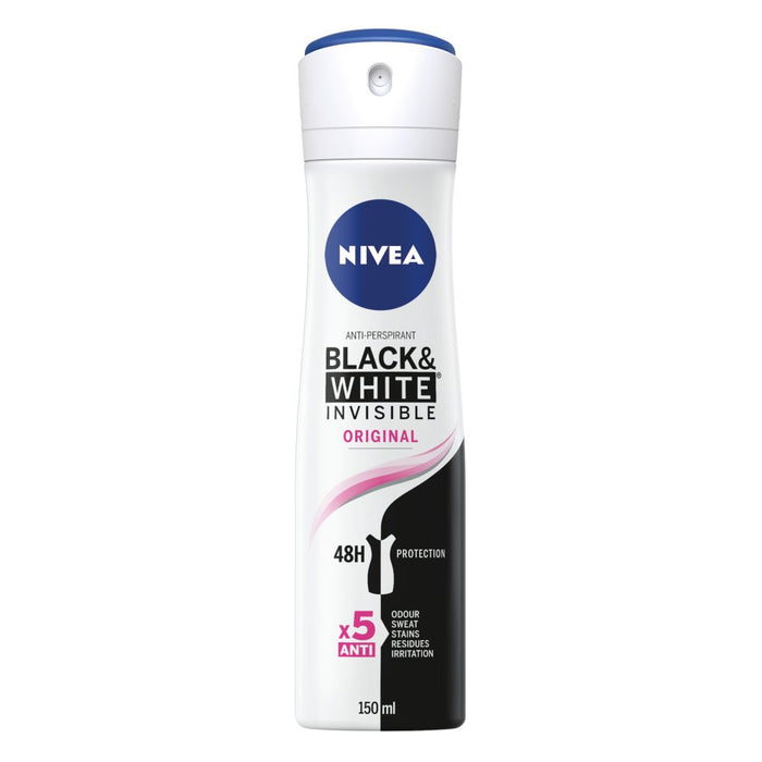 NIVEA Black & White Original Anti-Perspirant Deodorant Spray 150ml (Case of 6)