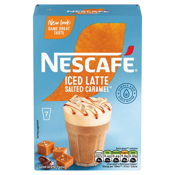 Nescafe Iced Latte Salted Caramel Instant Coffee 7 x 14.5g Sachets (Case of 6)