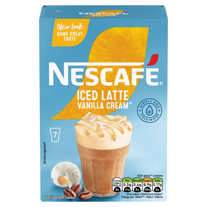 Nescafe Iced Latte Vanilla Cream Instant Coffee 7 x 15g Sachets (Case of 6)