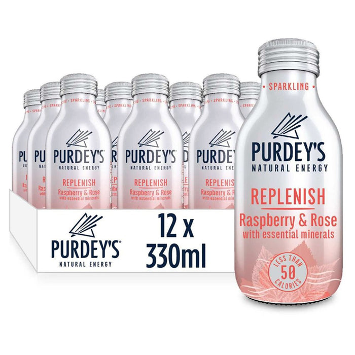Purdey's Natural Energy Replenish Raspberry & Rose with Essential Minerals 12 x 330ml