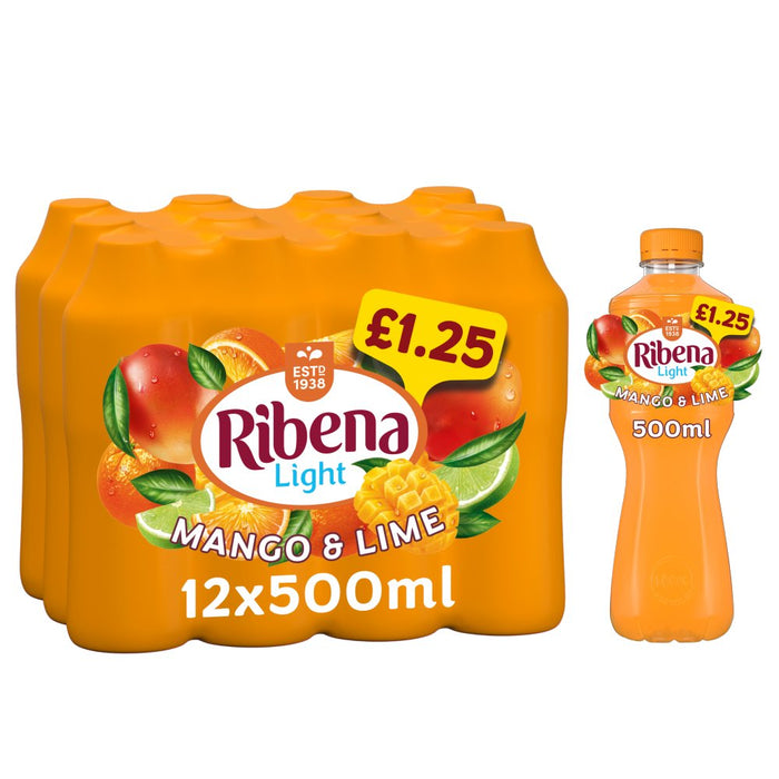 Ribena Mango and Lime Juice Drink Light 500ml PMP (Case of 12)