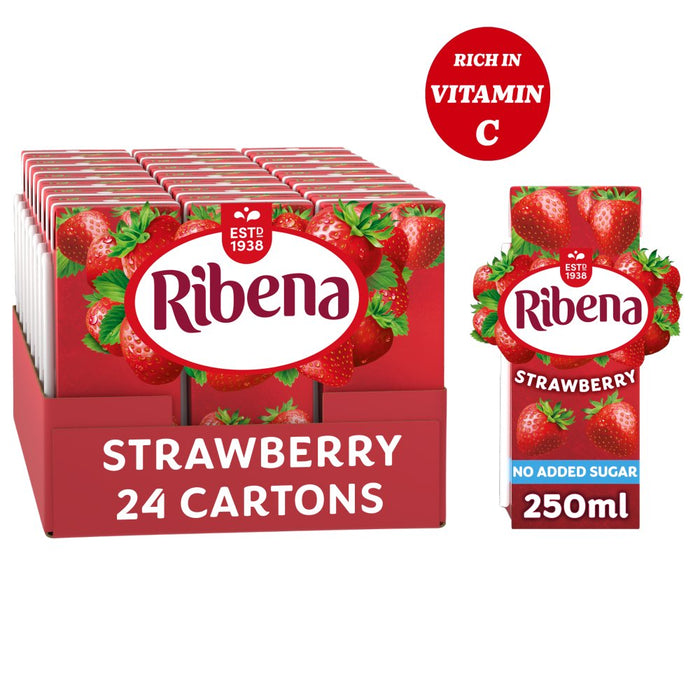 Ribena No Added Sugar Strawberry Juice Drink Carton 250ml (Case of 24)