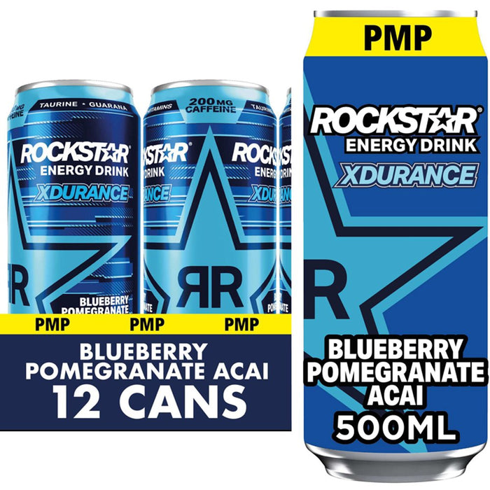Rockstar Energy Drink Xdurance Blueberry Pomegranate Acai 500ml (Case of 12)