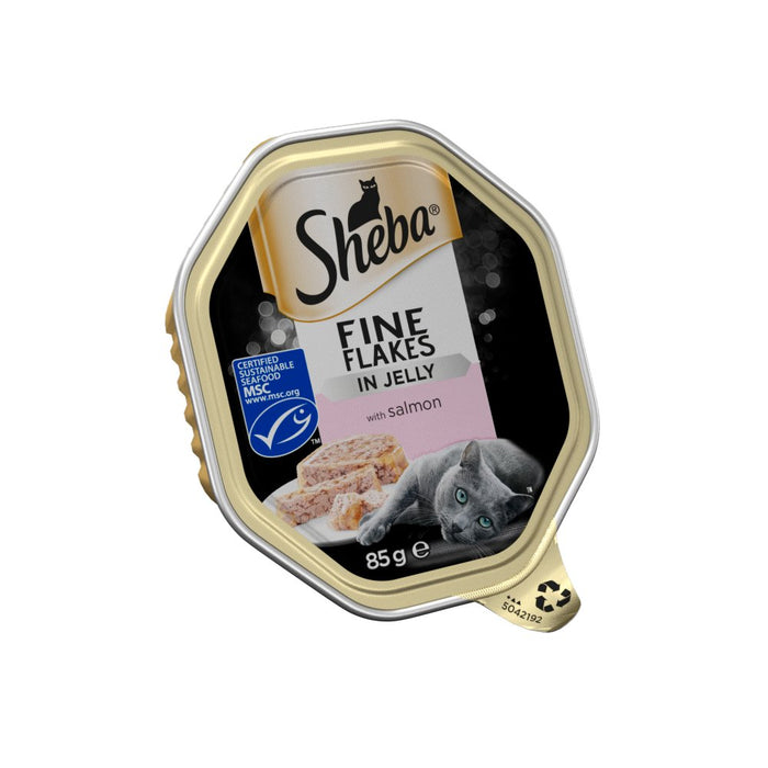 Sheba Fine Flakes Cat Food Tray Salmon in Jelly 85g (Case of 22)