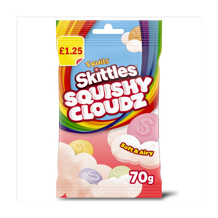 Skittles Squishy Cloudz Chewy Sweets Fruit Flavoured Sweets Treat Bag 70g (Box of 14)