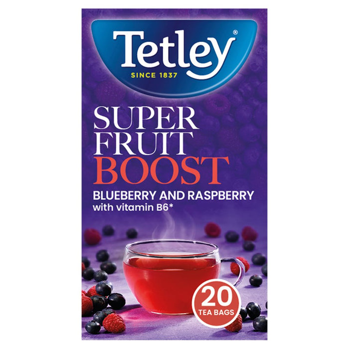 Tetley Super Fruits Boost Blueberry & Raspberry 20 Tea Bags (Case of 4)