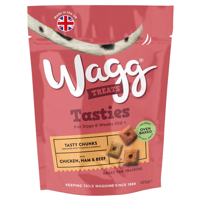 Wagg Treats Tasty Chunks Chicken, Ham & Beef 125g (Case of 7)
