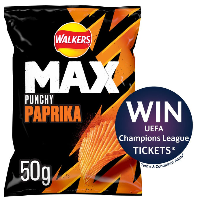 Walkers Max Punchy Paprika Grab Bag Crisps 50g (Box of 24)