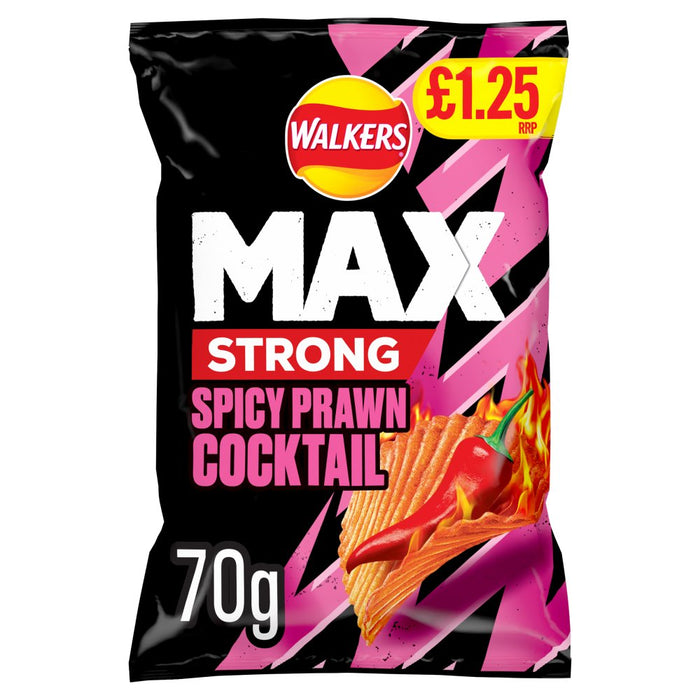 Walkers Max Strong Spicy Prawn Cocktail Crisps 70g (Box of 15)