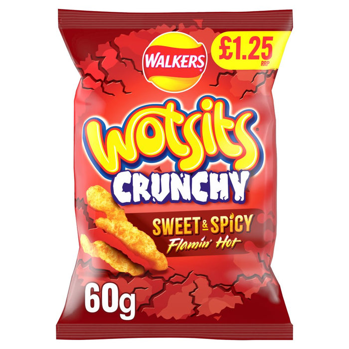 Walkers Wotsits Crunchy Sweet & Spicy Snacks Crisps 60g (Box of 15)