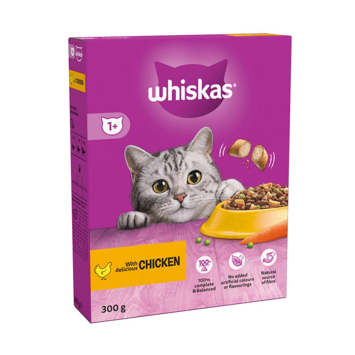 Whiskas 1+ Chicken Adult Dry Cat Food 300g (Case of 6)