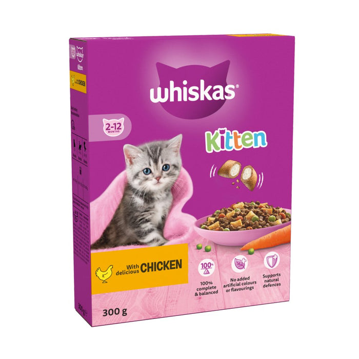 Whiskas Kitten Chicken Dry Cat Food 300g (Case of 6)