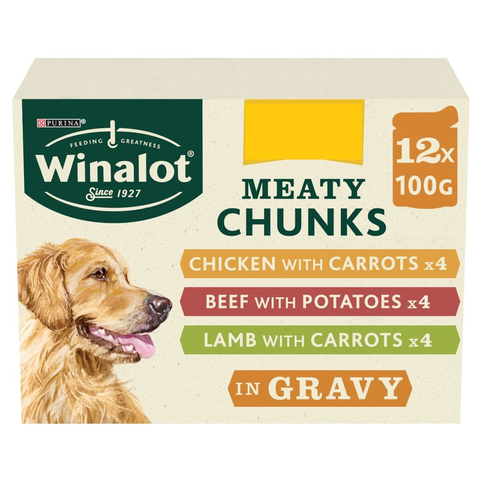 Winalot Meaty Chunks Mixed in Gravy PMP 12x100g (Case of 4)