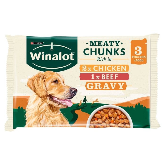 Winalot Meaty Chunks in Gravy 3x100g (Case of 12)