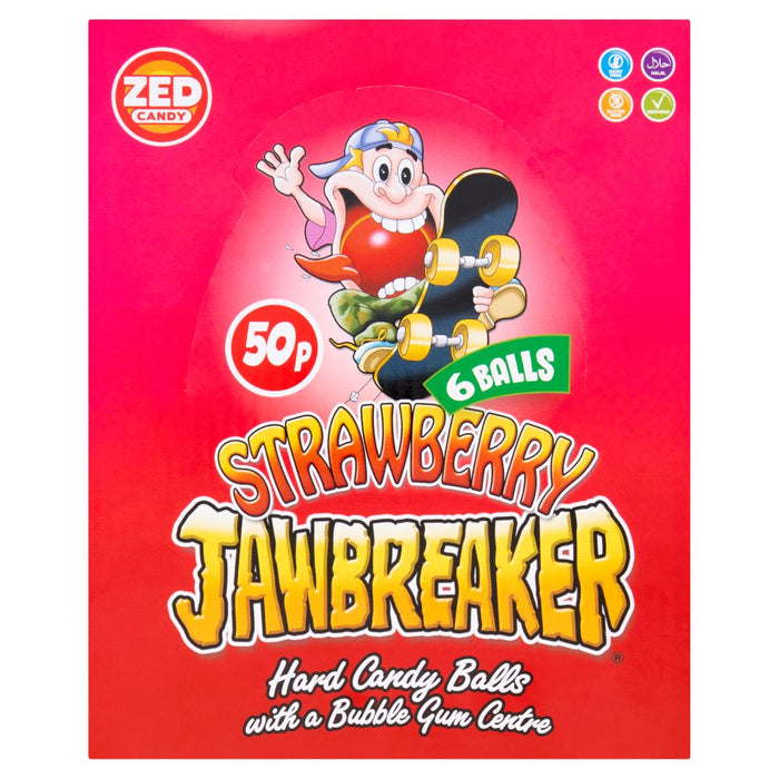 Zed Candy 6 Strawberry Jawbreaker Balls 49.5g (Case of 24)
