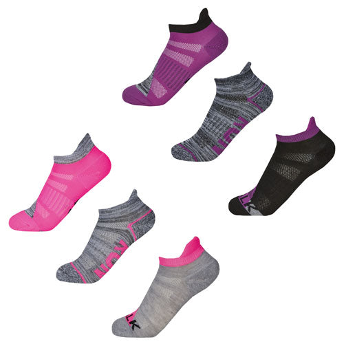 Girls Sport Trainer Liner 3 Pairs Socks Run/Walk Dye