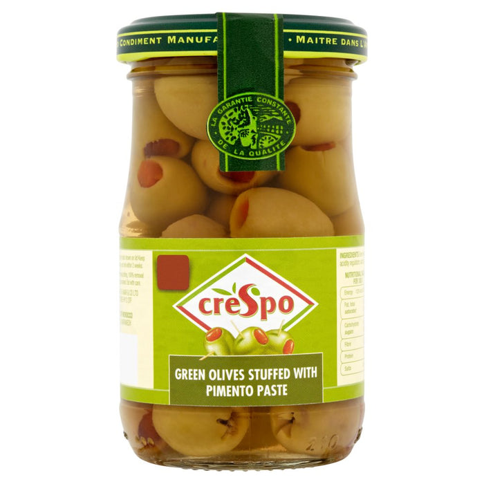 Crespo Green Olives Stuffed with Pimiento Paste 198g (Case of 6)