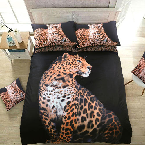 Black Leopard Print Duvet Set