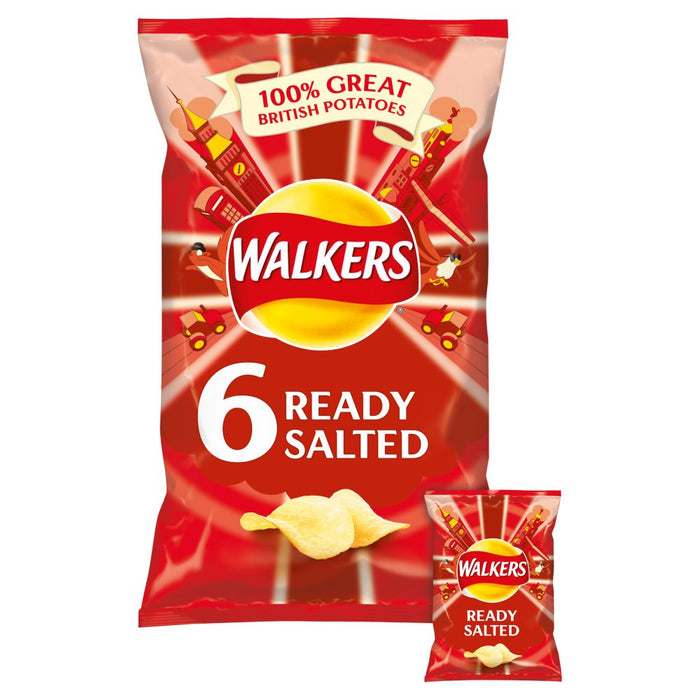 Walkers Ready Salted Crisps (6x25g)